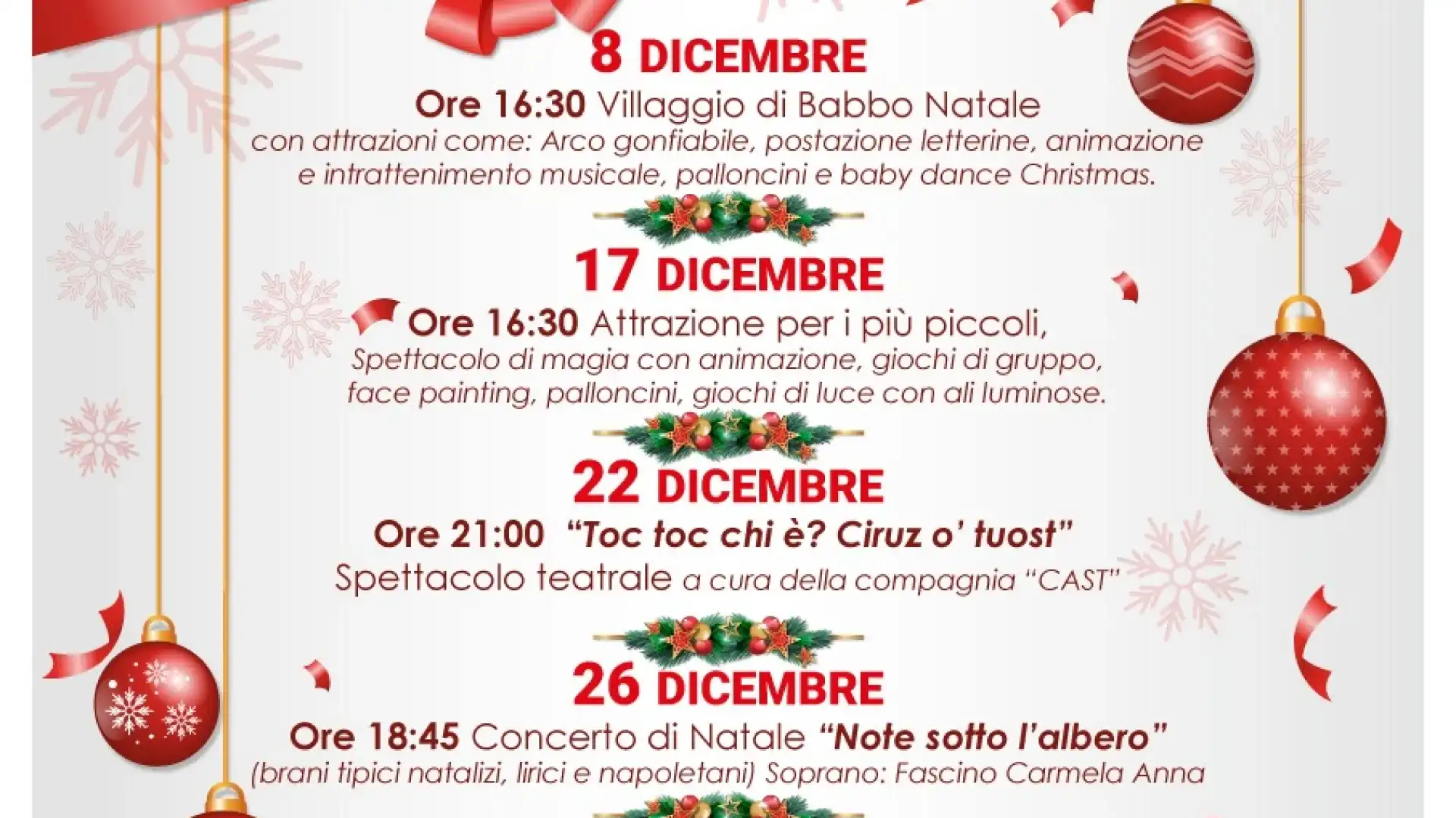 Natale a Fornelli. Un cartellone ricco di eventi proposti in paese. Si inizia da oggi per concludere il prossimo 7 gennaio.